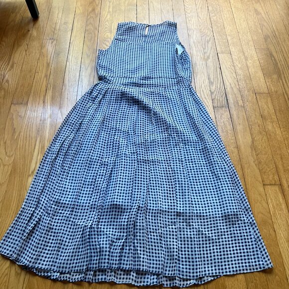 Timo Weiland X Banana Republic Size 4 Blue Gingham Plaid Silk Sleeveless Dress - Picture 11 of 14